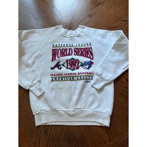 Vintage 1992 World Series Sweatshirt Kids 14-16 Atlanta Braves Toronto Blue Jays